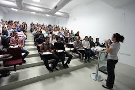 Girne American University (GAU) lecture hall in North Cyprus with international students attending class, representing modern education and academic life.