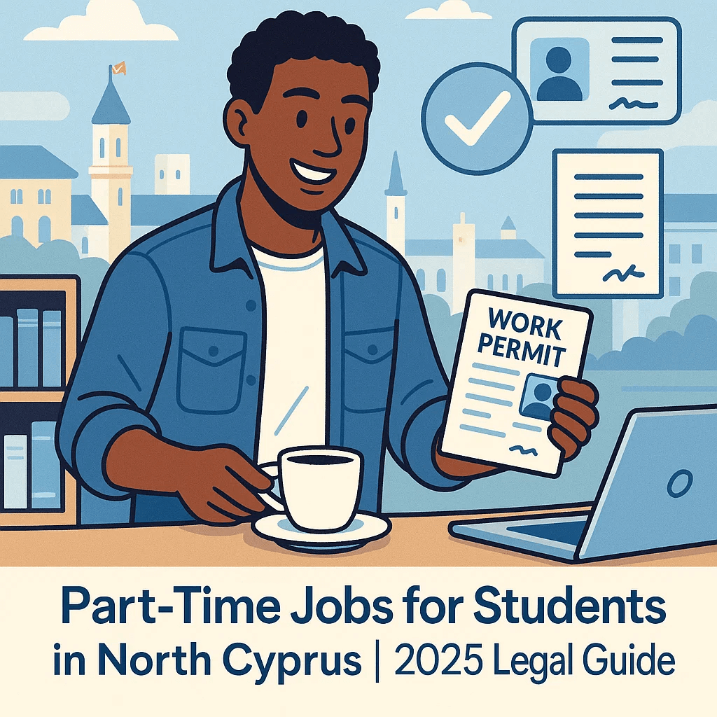 International student holding a work permit and drinking coffee while searching for part-time job opportunities in North Cyprus in 2025