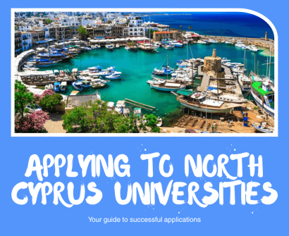 Kyrenia Harbour in North Cyprus with colorful boats and historic castle, symbolizing study abroad opportunities and university application process.