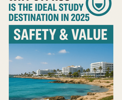 Beautiful coastal view of Cyprus promoting it as a safe and affordable study destination for international students in 2025.